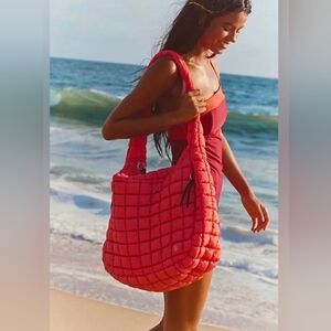 FREE PEOPLE NWT Quilted Caryall HOT CORAL $78